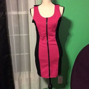 Pink and black bodycon dress